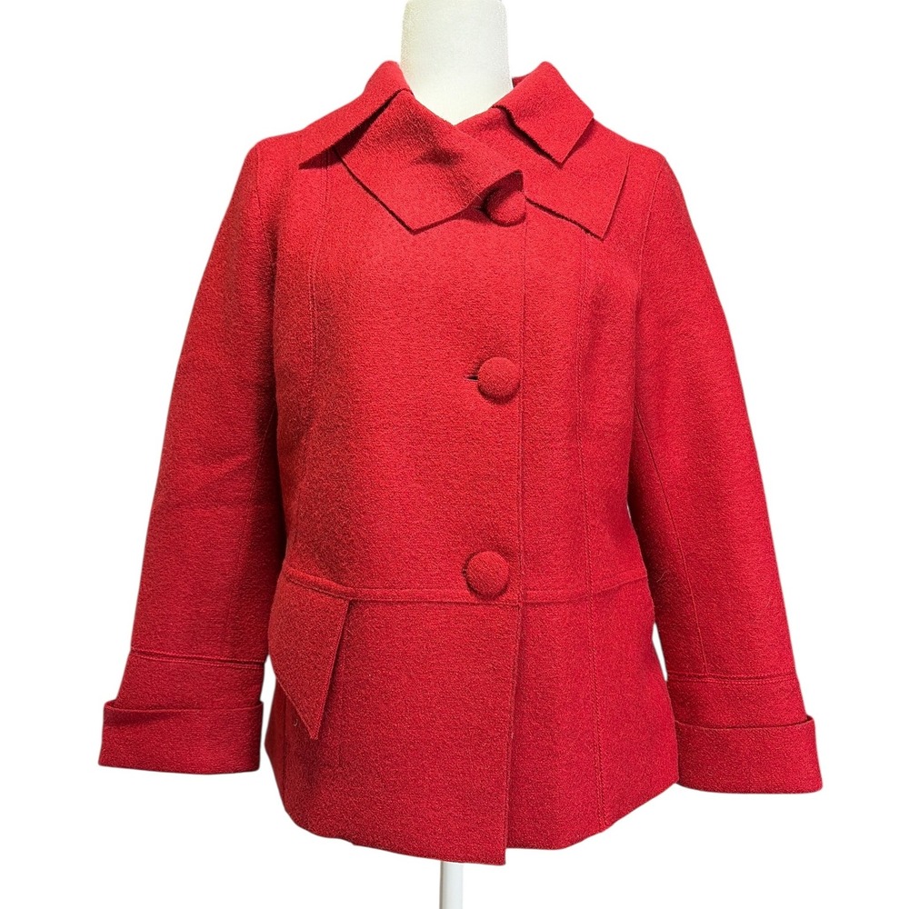Beyond Threads‎ Alpaca Wool Blend Jacket Red Button Front Womens Medium